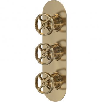 Nuie Revolution Concealed Shower Valve with Diverter Triple Handle - Brushed Brass | Product Image