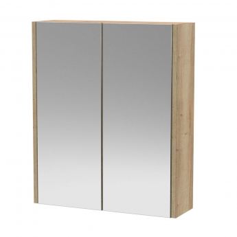 Hudson Reed Juno Mirrored Bathroom Cabinet (50/50) 600mm Wide - Autumn Oak