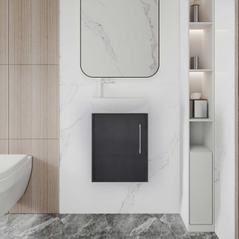 Hudson Reed Juno Compact RH Wall Hung Vanity Unit and Basin 440mm Wide - Graphite Grey