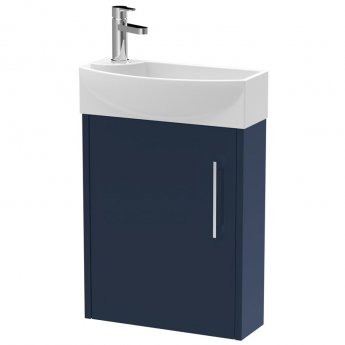 Hudson Reed Juno Compact RH Wall Hung Vanity Unit and Basin 440mm Wide - Electric Blue