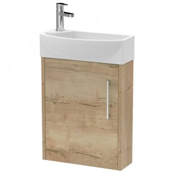 Hudson Reed Juno Compact RH Wall Hung Vanity Unit and Basin 440mm Wide - Autumn Oak