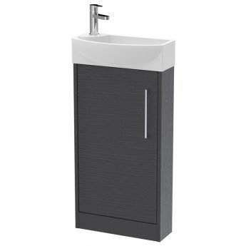 Hudson Reed Juno Compact RH Floor Standing Vanity Unit and Basin 440mm Wide - Graphite Grey