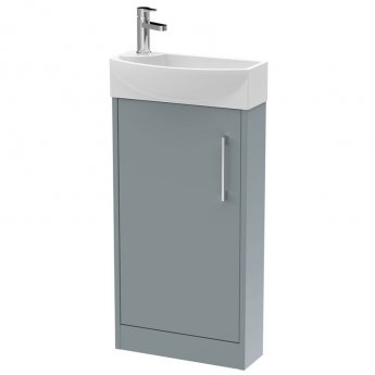 Hudson Reed Juno Compact RH Floor Standing Vanity Unit and Basin 440mm Wide - Coastal Grey