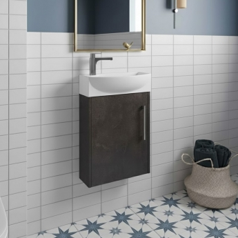 Hudson Reed Juno Compact RH Wall Hung Vanity Unit and Basin 440mm Wide - Metallic Slate