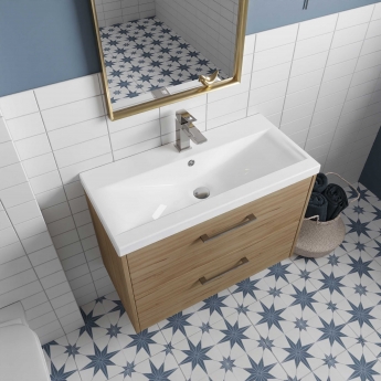 Hudson Reed Juno Wall Hung 2-Drawer Vanity Unit with Basin 1 800mm Wide - Graphite Grey