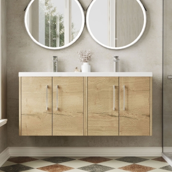 Hudson Reed Juno Twin 1200mm 4-Door Wall Hung Vanity Unit | Product Image