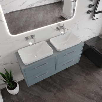 Hudson Reed Juno Wall Hung 4-Drawer Vanity Unit with Worktop 1200mm Wide - Coastal Grey