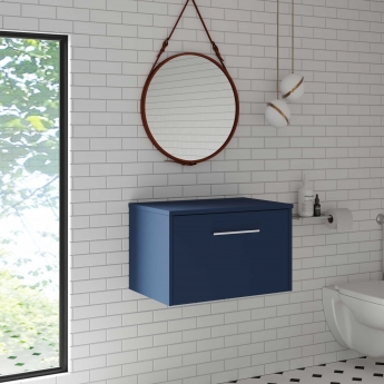 Hudson Reed Juno Wall Hung 1-Drawer Vanity Unit with Worktop 600mm Wide - Electric Blue