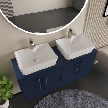 Hudson Reed Juno Wall Hung 4-Door Vanity Unit with Worktop 1200mm Wide - Metallic Slate