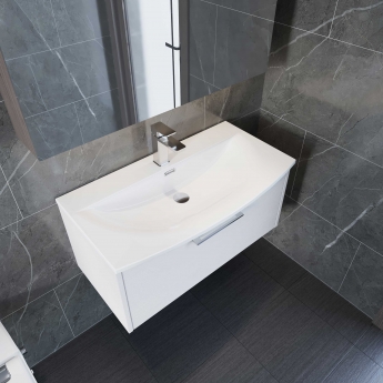 Hudson Reed Juno Wall Hung 1-Drawer Vanity Unit with Basin 4 800mm Wide - Metallic Slate