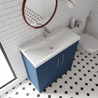 Hudson Reed Juno Floor Standing 2-Door Vanity Unit with Basin 3 800mm Wide - Autumn Oak