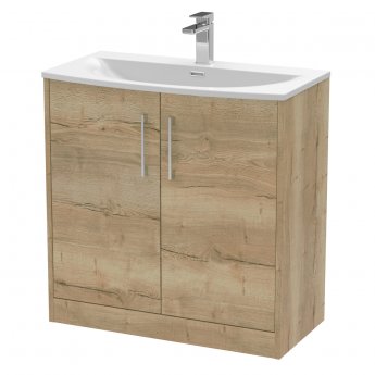 Hudson Reed Juno Floor Standing 2-Door Vanity Unit with Basin 4 800mm Wide - Autumn Oak