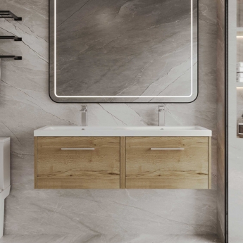 Hudson Reed Juno Twin 1200mm 2-Drawer Wall Hung Vanity Unit