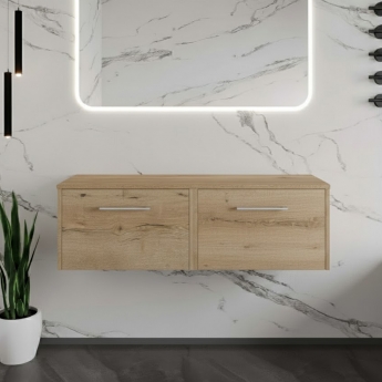 Hudson Reed Juno Twin 1200mm 2-Drawer Wall Hung Vanity Unit with Countertop