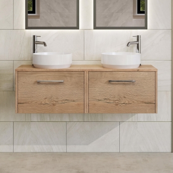Hudson Reed Juno Twin 1200mm 2-Drawer Wall Hung Vanity Unit with Countertop | Product Image