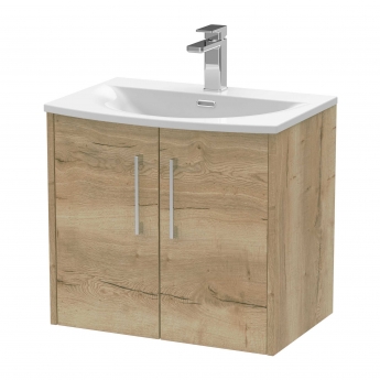 Hudson Reed Juno Wall Hung 2-Door Vanity Unit with Basin 4 600mm Wide - Autumn Oak