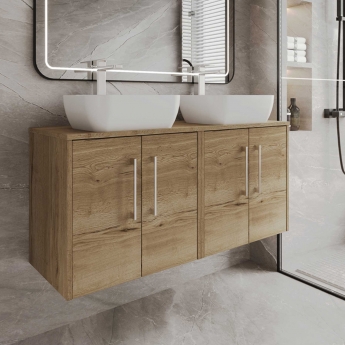 Hudson Reed Juno Twin 1200mm 4-Door Wall Hung Vanity Unit with Countertop