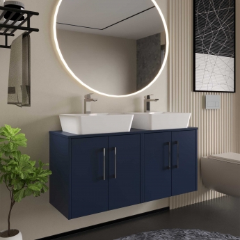 Hudson Reed Juno Wall Hung 4-Door Vanity Unit with Worktop 1200mm Wide - Coastal Grey