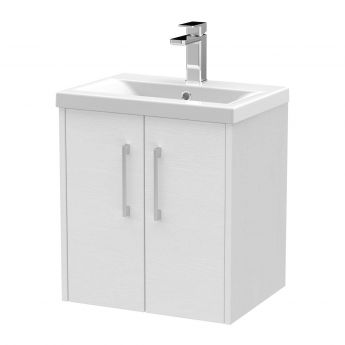 Hudson Reed Juno Wall Hung 2-Door Vanity Unit with Basin 1 500mm Wide - White Ash