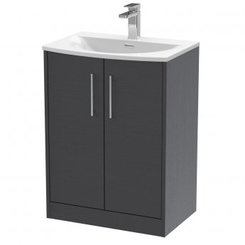 Hudson Reed Juno Floor Standing 2-Door Vanity Unit with Basin 4 600mm Wide - Graphite Grey
