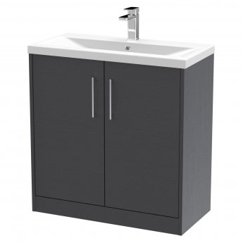 Hudson Reed Juno Floor Standing 2-Door Vanity Unit with Basin 1 800mm Wide - Graphite Grey