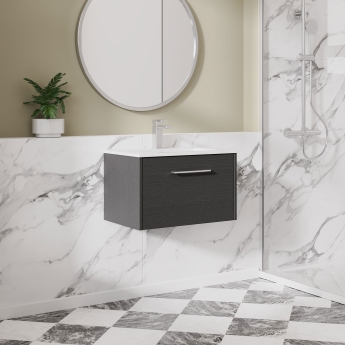 Hudson Reed Juno Wall Hung 1-Drawer Vanity Unit with Basin 2 600mm Wide - Graphite Grey | Product Image