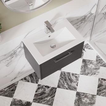 Hudson Reed Juno Wall Hung 1-Drawer Vanity Unit with Basin 2 600mm Wide - Graphite Grey | Product Image