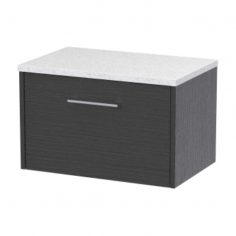 Hudson Reed Juno Wall Hung 1-Drawer Vanity Unit with Sparkling White Worktop 600mm Wide - Graphite Grey