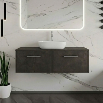 Hudson Reed Juno Wall Hung 2-Drawer Vanity Unit with Worktop 1200mm Wide - Graphite Grey