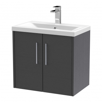 Hudson Reed Juno Wall Hung 2-Door Vanity Unit with Basin 1 600mm Wide - Graphite Grey