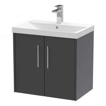 Hudson Reed Juno Wall Hung 2-Door Vanity Unit with Basin 3 600mm Wide - Graphite Grey