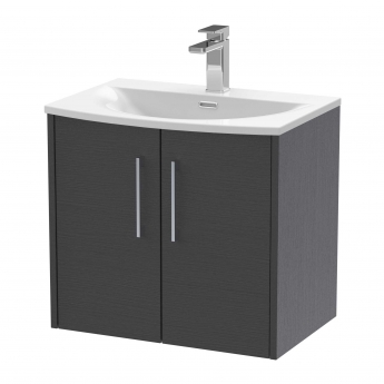 Hudson Reed Juno Wall Hung 2-Door Vanity Unit with Basin 4 600mm Wide - Graphite Grey
