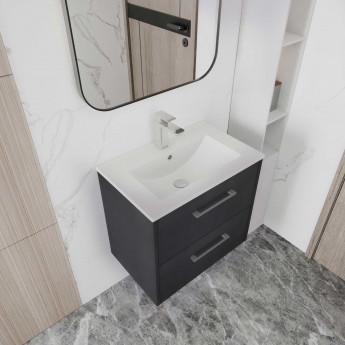 Hudson Reed Juno Wall Hung 2-Drawer Vanity Unit with Basin 2 600mm Wide - Autumn Oak