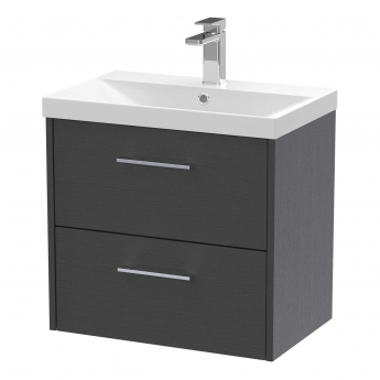 Hudson Reed Juno Wall Hung 2-Drawer Vanity Unit with Basin 3 600mm Wide - Graphite Grey
