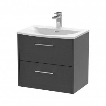 Hudson Reed Juno Wall Hung 2-Drawer Vanity Unit with Basin 4 600mm Wide - Graphite Grey