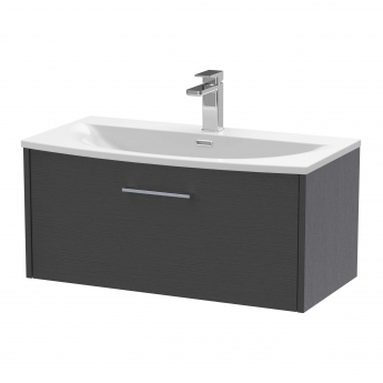 Hudson Reed Juno Wall Hung 1-Drawer Vanity Unit with Basin 4 800mm Wide - Graphite Grey
