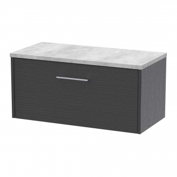 Hudson Reed Juno Wall Hung 1-Drawer Vanity Unit with Bellato Grey Worktop 800mm Wide - Graphite Grey