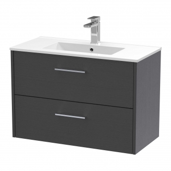 Hudson Reed Juno Wall Hung 2-Drawer Vanity Unit with Basin 2 800mm Wide - Graphite Grey