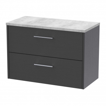 Hudson Reed Juno Wall Hung 2-Drawer Vanity Unit with Bellato Grey Worktop 800mm Wide - Graphite Grey