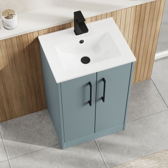 Hudson Reed Juno Floor Standing 2-Door Vanity Unit with Basin 2 500mm Wide - Coastal Grey | Product Image