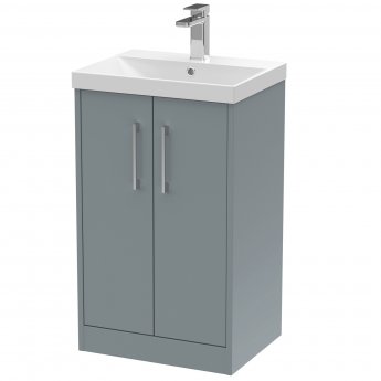 Hudson Reed Juno Floor Standing 2-Door Vanity Unit with Basin 3 500mm Wide - Coastal Grey