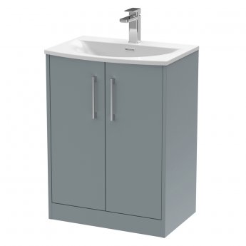 Hudson Reed Juno Floor Standing 2-Door Vanity Unit with Basin 4 600mm Wide - Coastal Grey