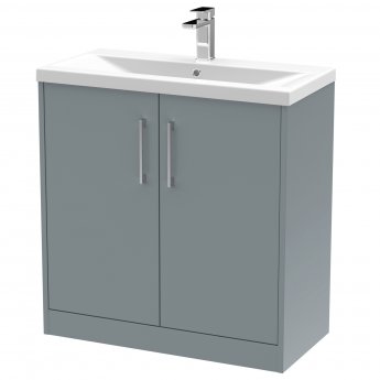Hudson Reed Juno Floor Standing 2-Door Vanity Unit with Basin 1 800mm Wide - Coastal Grey