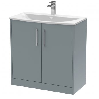 Hudson Reed Juno Floor Standing 2-Door Vanity Unit with Basin 4 800mm Wide - Coastal Grey