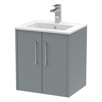 Hudson Reed Juno Wall Hung 2-Door Vanity Unit with Basin 2 500mm Wide - Coastal Grey