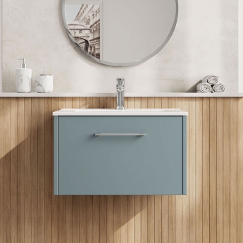 Hudson Reed Juno Wall Hung 1-Drawer Vanity Unit with Basin 2 600mm Wide - Coastal Grey | Product Image