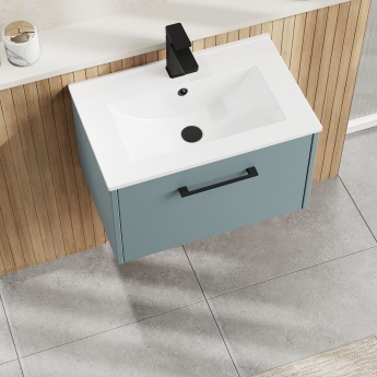Hudson Reed Juno Wall Hung 1-Drawer Vanity Unit with Basin 2 600mm Wide - Coastal Grey | Product Image