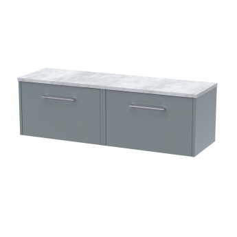 Hudson Reed Juno Wall Hung 2-Drawer Vanity Unit with Bellato Grey Worktop 1200mm Wide - Coastal Grey | Product Image