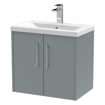 Hudson Reed Juno Wall Hung 2-Door Vanity Unit with Basin 1 600mm Wide - Coastal Grey