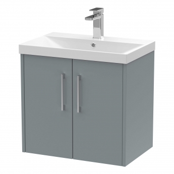 Hudson Reed Juno Wall Hung 2-Door Vanity Unit with Basin 3 600mm Wide - Coastal Grey